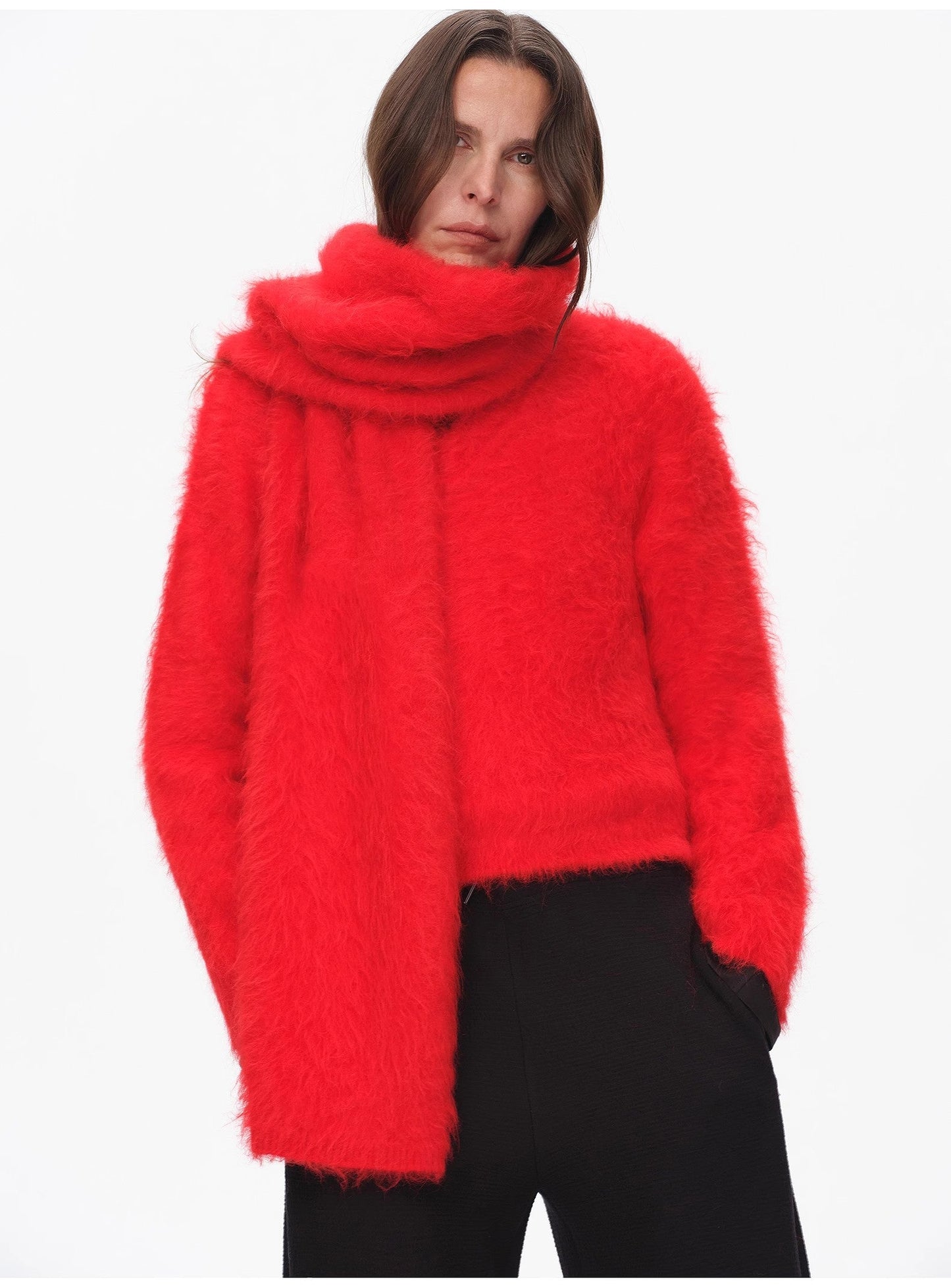 Winter Alpaca Wool Scarf for Women-0