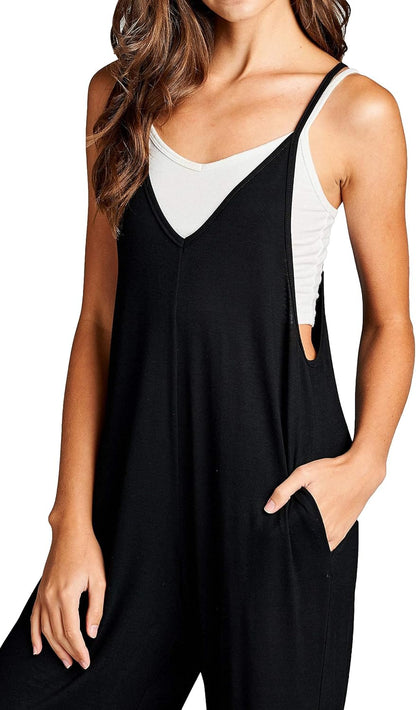 Loose Fit Jumpsuits for Women Casual Capri Jumpsuit Jumpers Rompers Sleeveless with Pockets Maternity Clothes