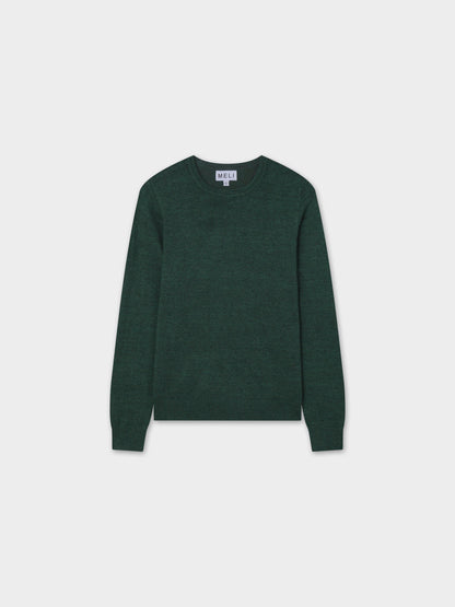 Basic Crew Sweater LS-Heathered Green