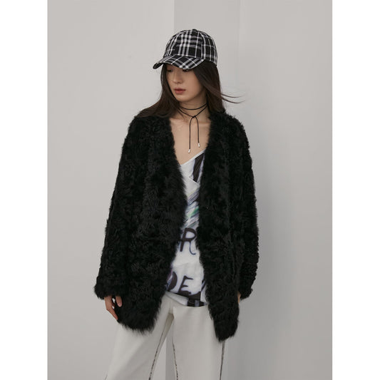 Fireladyfur Women's Tuscan Sheepskin Winter Coat“Peach Oolong”