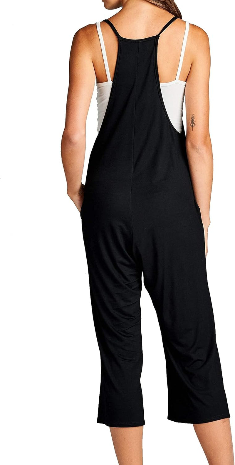 Loose Fit Jumpsuits for Women Casual Capri Jumpsuit Jumpers Rompers Sleeveless with Pockets Maternity Clothes