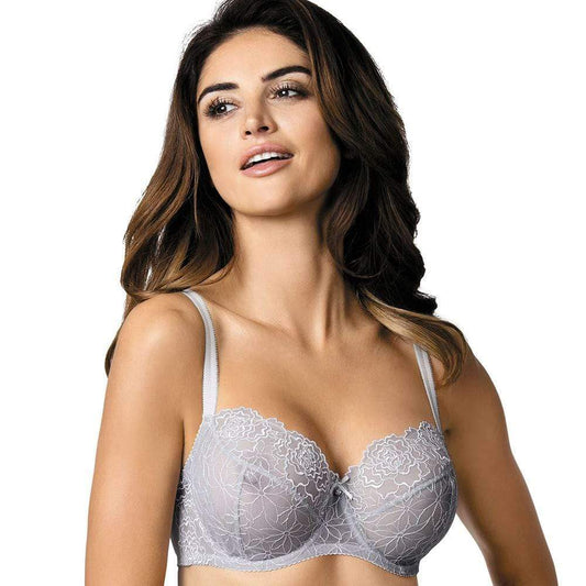 Sheer Mesh Balconette Bra Gorteks Pamela Silver-0